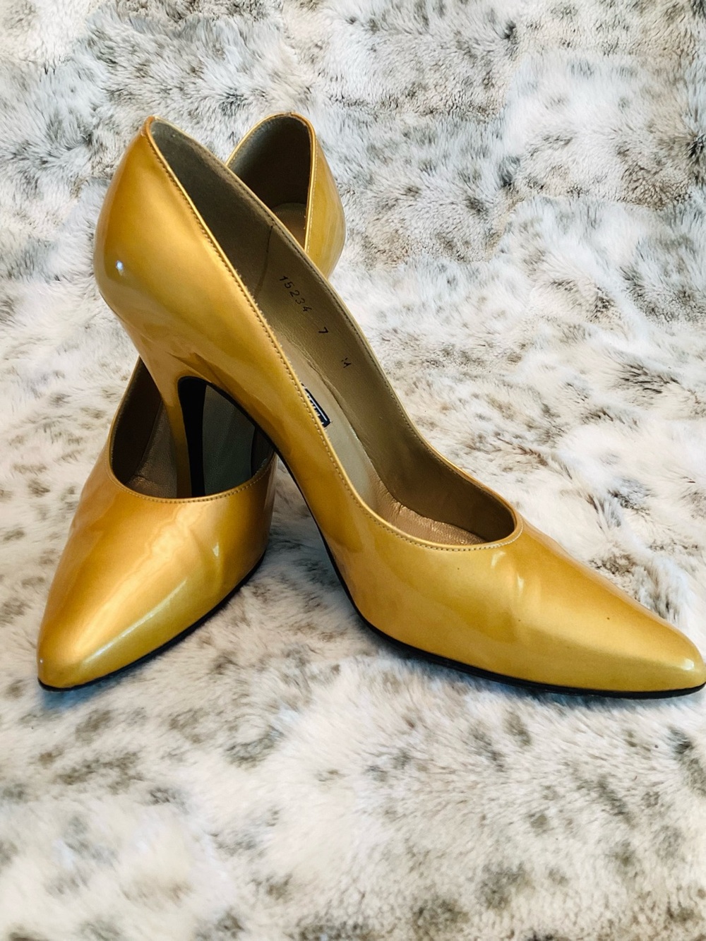 Yellow Patent Pointed-Toe Pumps